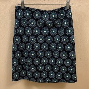Ann Taylor Factory Navy Pencil Skirt with Teal and White Medallions